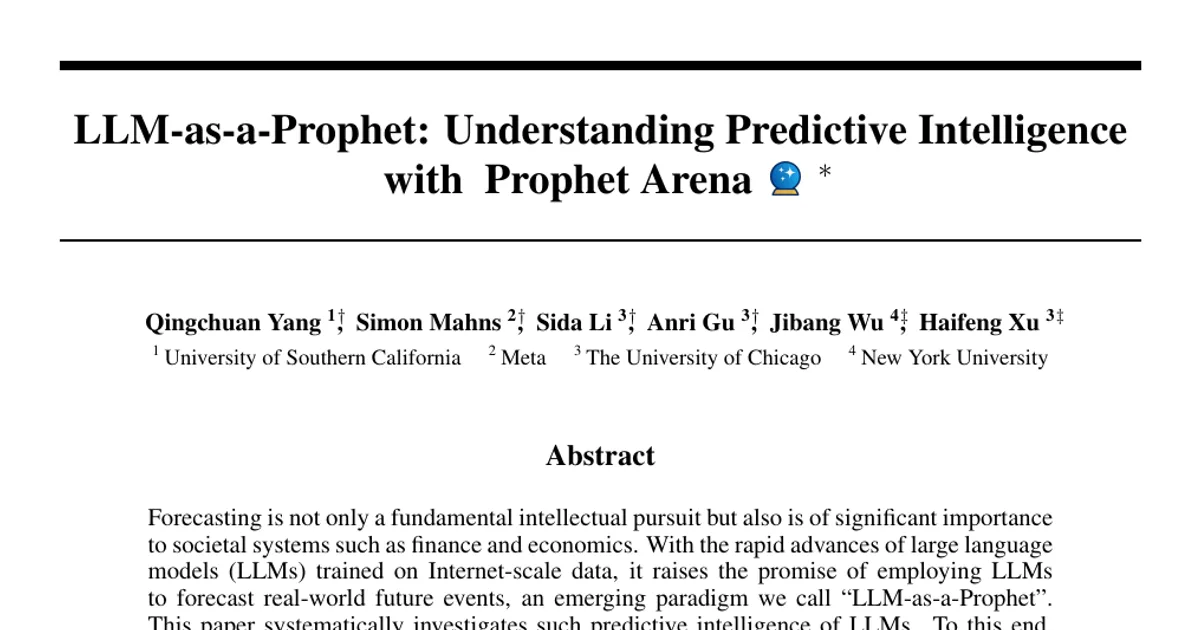 LLM-as-a-Prophet: Understanding Predictive Intelligence with Prophet Arena