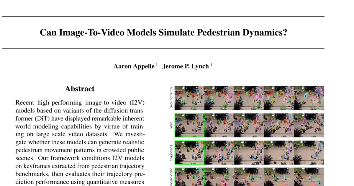 Can Image-To-Video Models Simulate Pedestrian Dynamics?