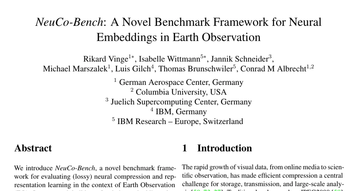 NeuCo-Bench: A Novel Benchmark Framework for Neural Embeddings in Earth Observation