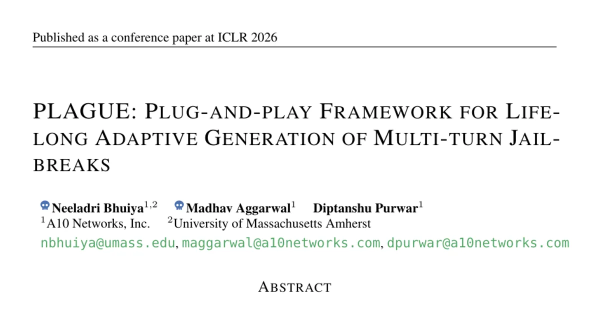 PLAGUE: Plug-and-play framework for Lifelong Adaptive Generation of Multi-turn Exploits