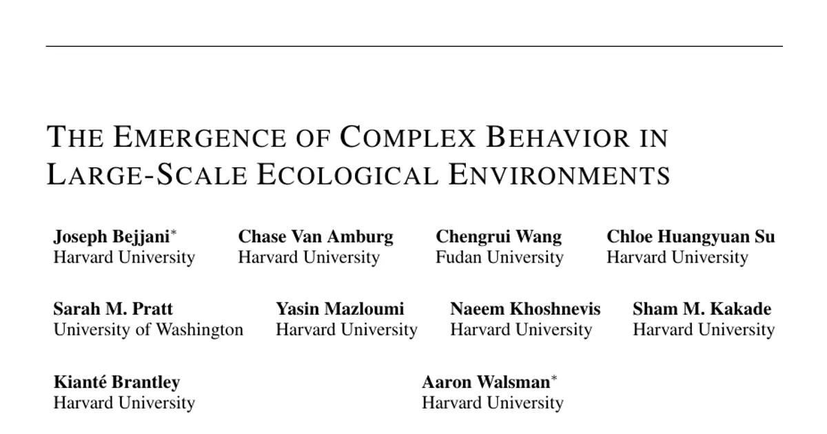 The Emergence of Complex Behavior in Large-Scale Ecological Environments