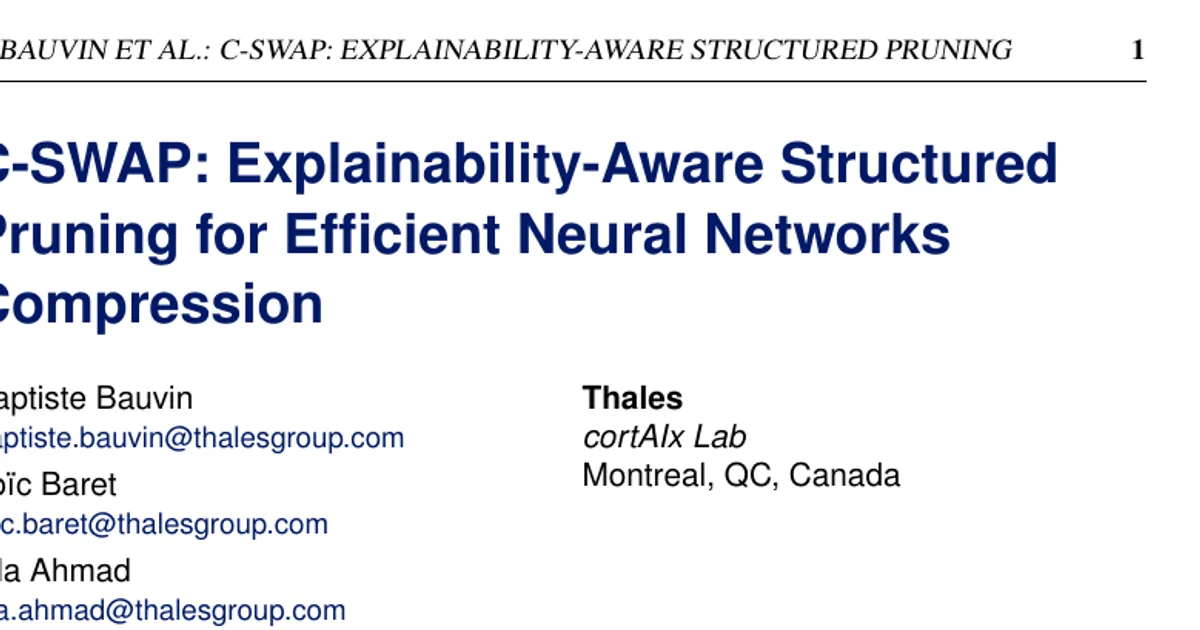 C-SWAP: Explainability-Aware Structured Pruning for Efficient Neural Networks Compression