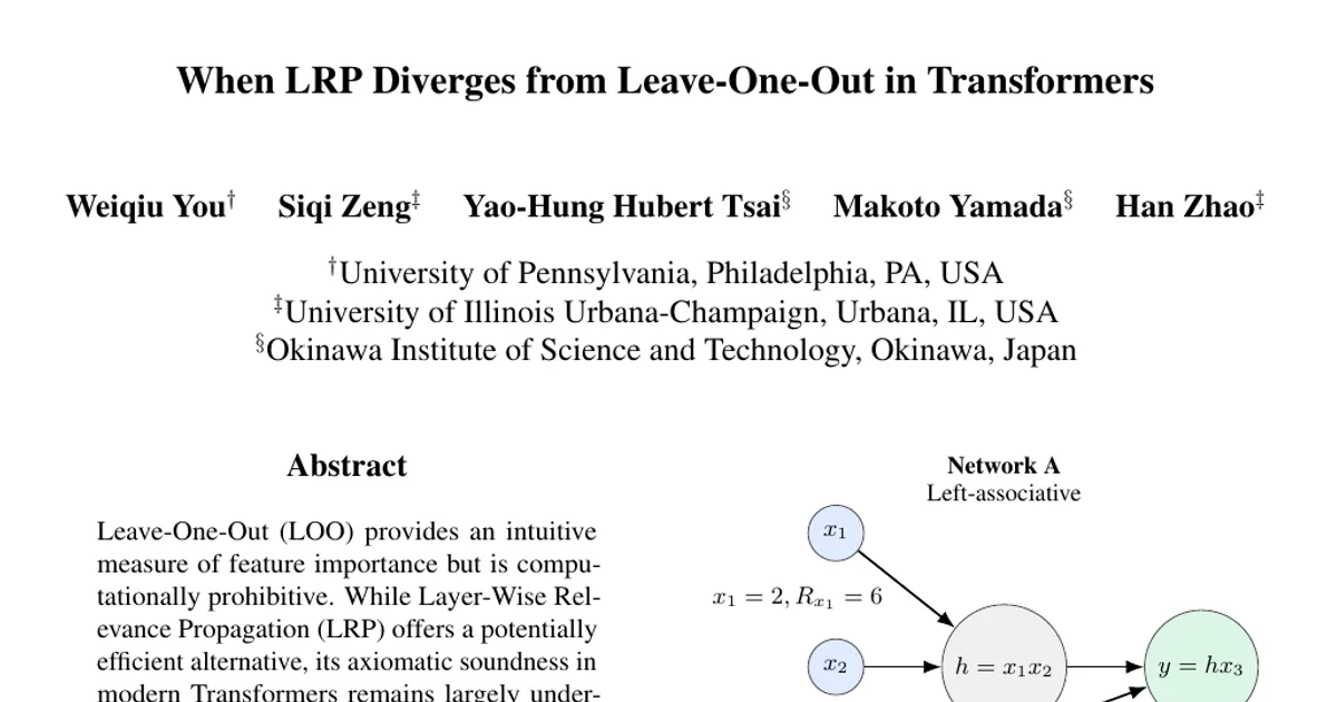 When LRP Diverges from Leave-One-Out in Transformers