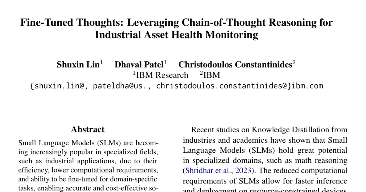 Fine-Tuned Thoughts: Leveraging Chain-of-Thought Reasoning for Industrial Asset Health Monitoring
