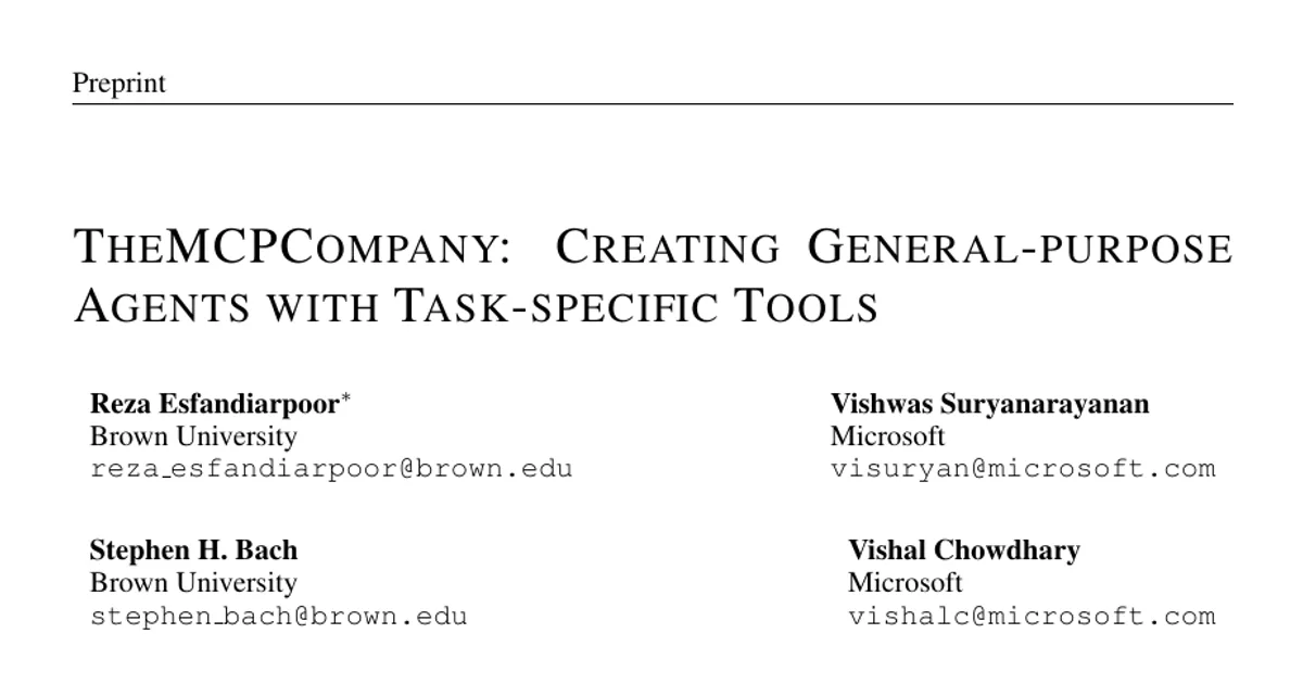 TheMCPCompany: Creating General-purpose Agents with Task-specific Tools