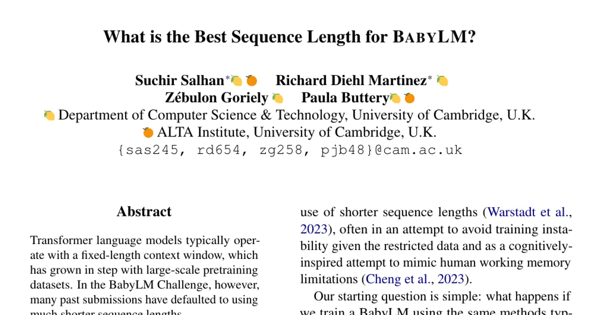 What is the Best Sequence Length for BABYLM?
