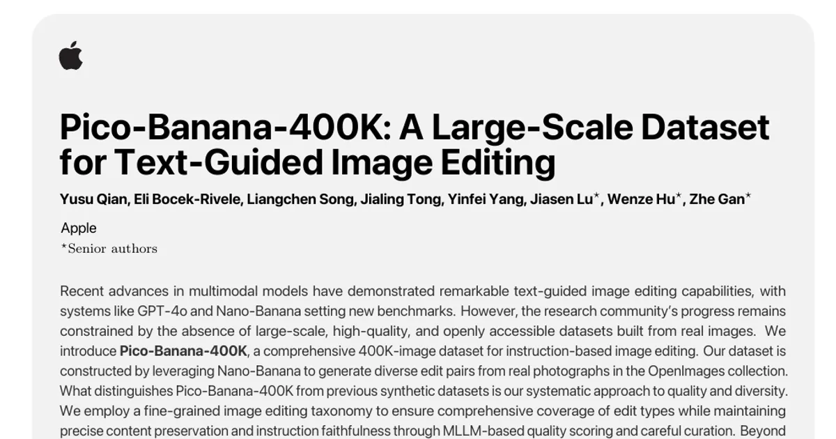 Pico-Banana-400K: A Large-Scale Dataset for Text-Guided Image Editing