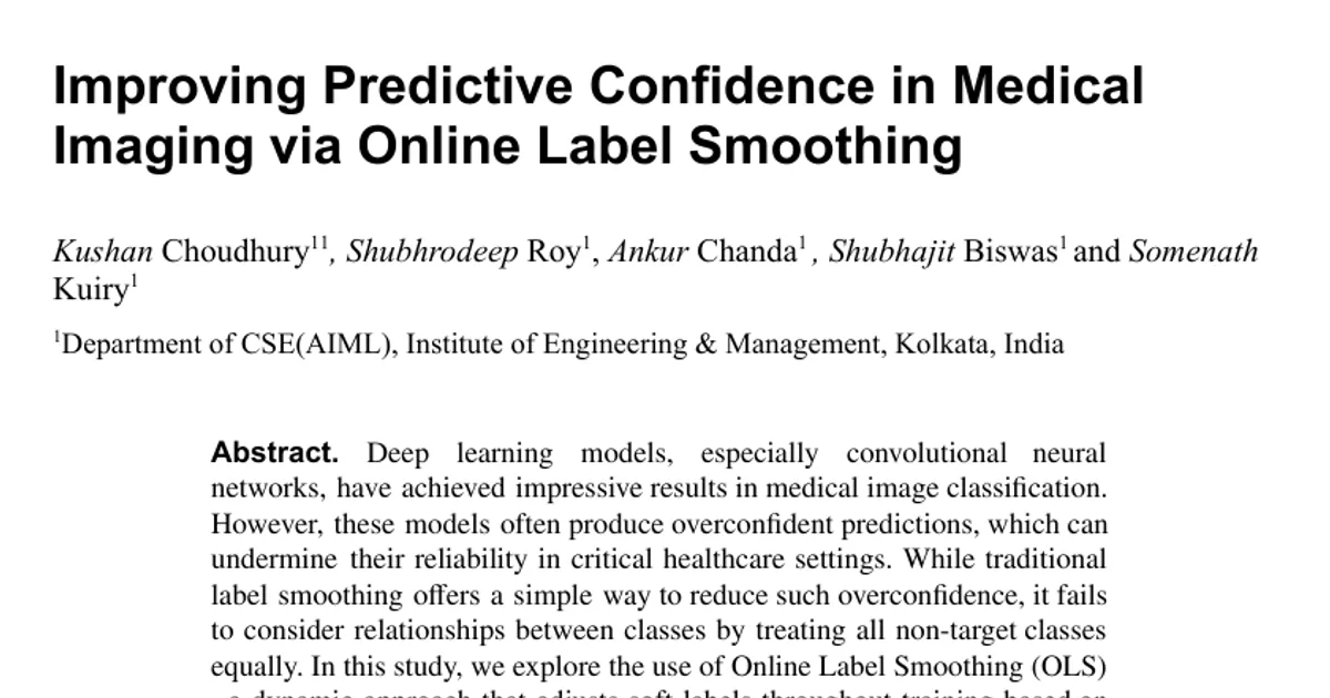 Improving Predictive Confidence in Medical Imaging via Online Label Smoothing