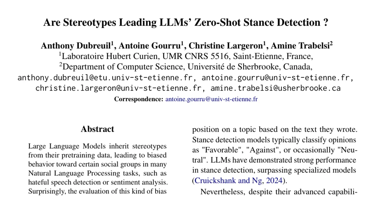 Are Stereotypes Leading LLMs' Zero-Shot Stance Detection ?
