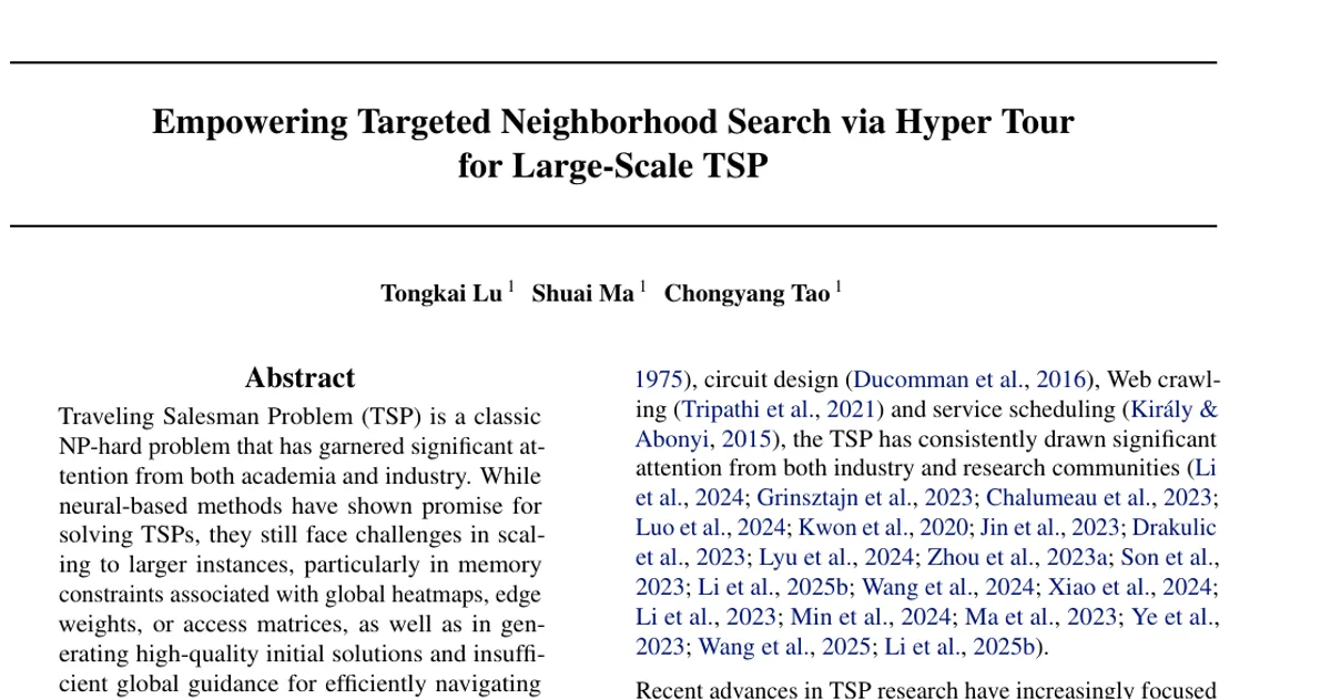 Empowering Targeted Neighborhood Search via Hyper Tour for Large-Scale TSP