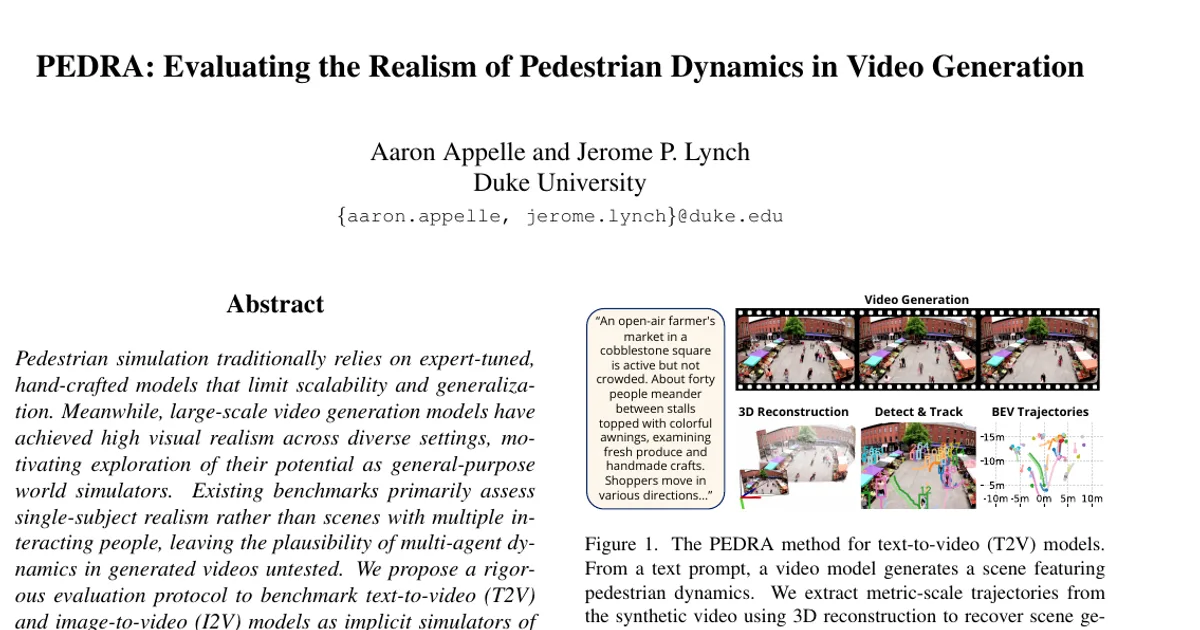 PEDRA: Evaluating the Realism of Pedestrian Dynamics in Video Generation