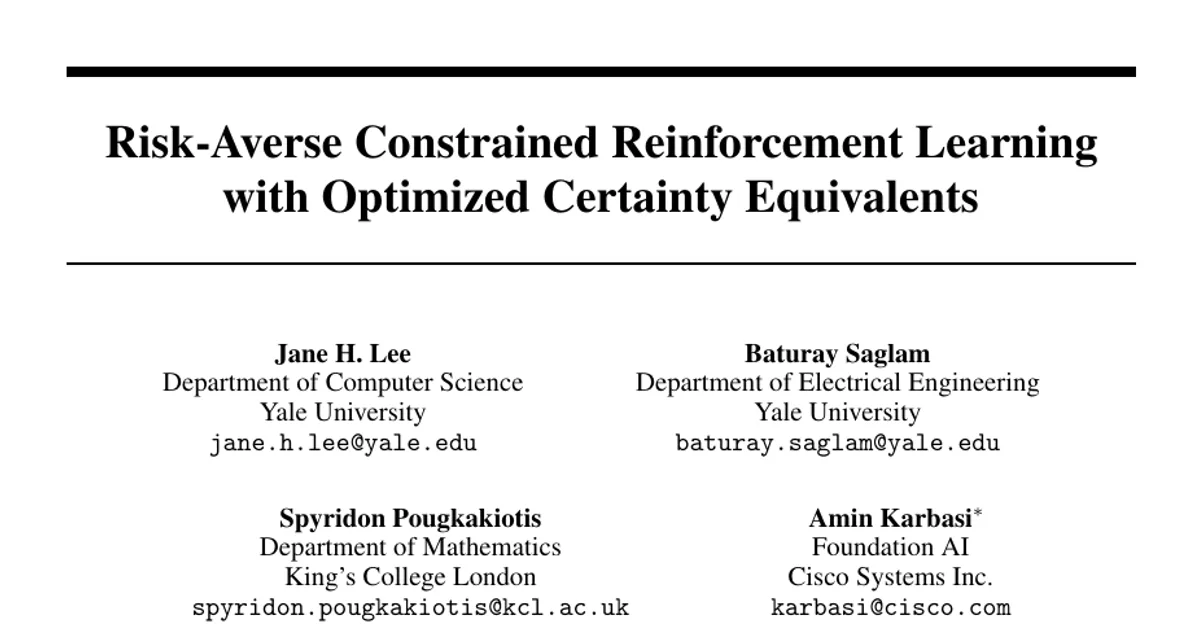 Risk-Averse Constrained Reinforcement Learning with Optimized Certainty Equivalents