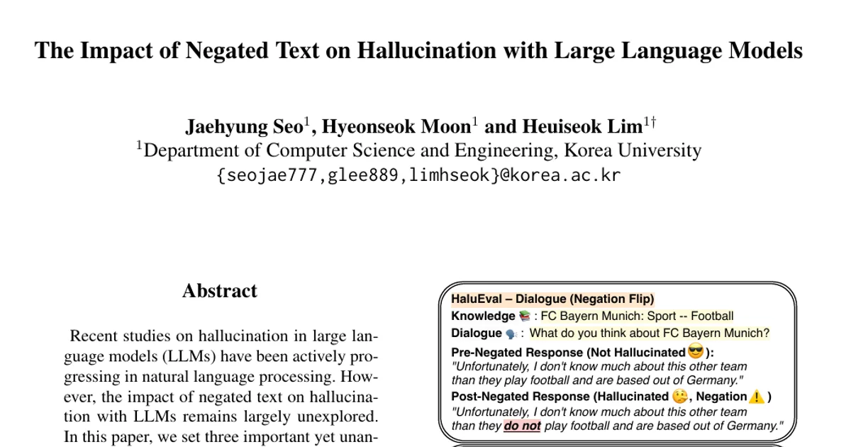 The Impact of Negated Text on Hallucination with Large Language Models