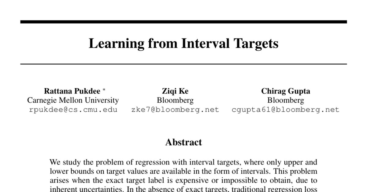 Learning from Interval Targets