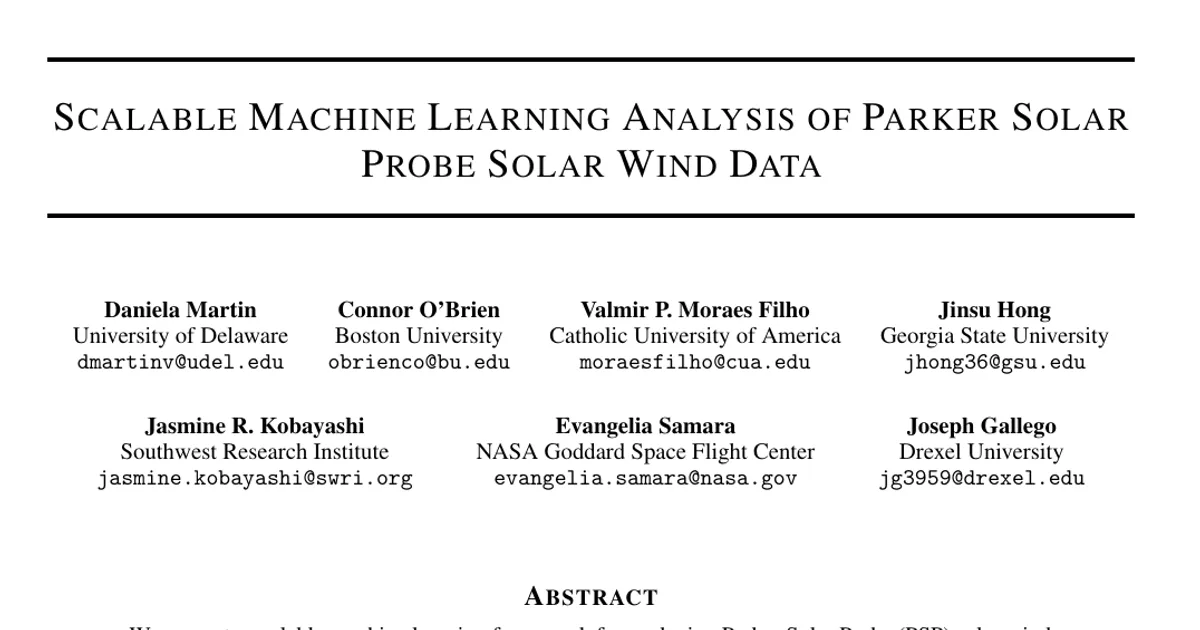 Scalable Machine Learning Analysis of Parker Solar Probe Solar Wind Data