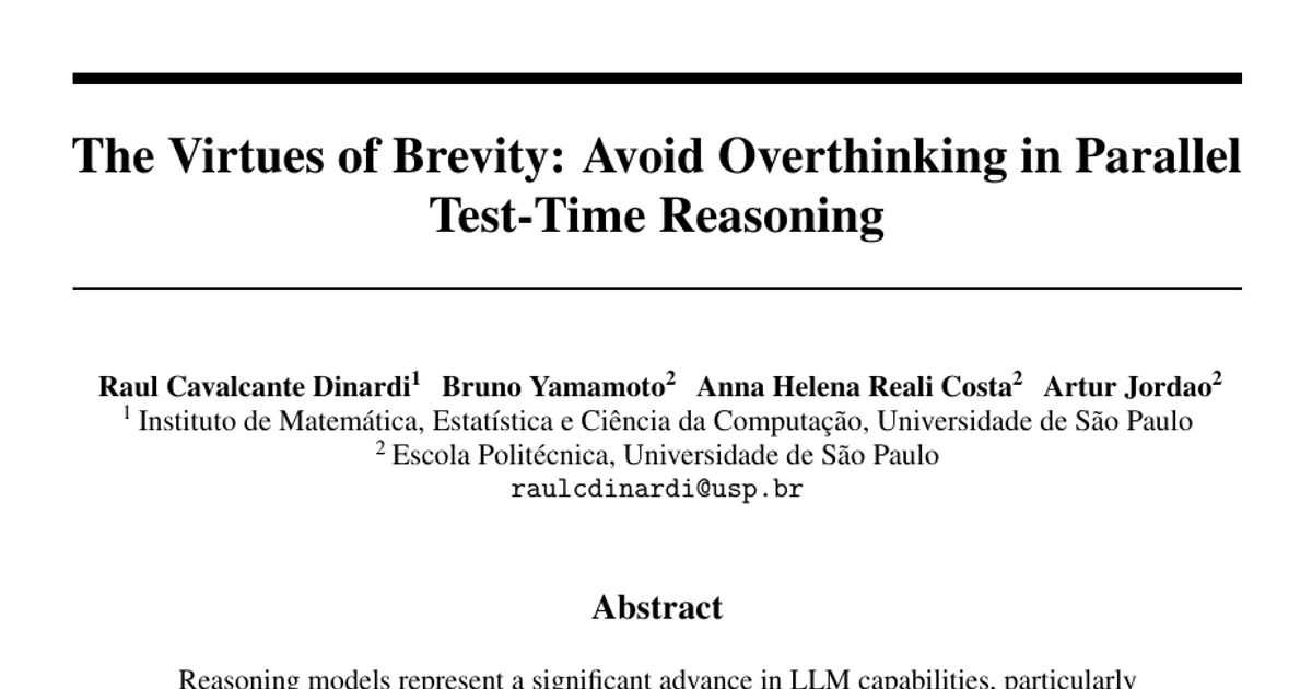 The Virtues of Brevity: Avoid Overthinking in Parallel Test-Time Reasoning