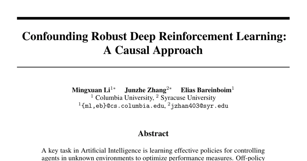 Confounding Robust Deep Reinforcement Learning: A Causal Approach