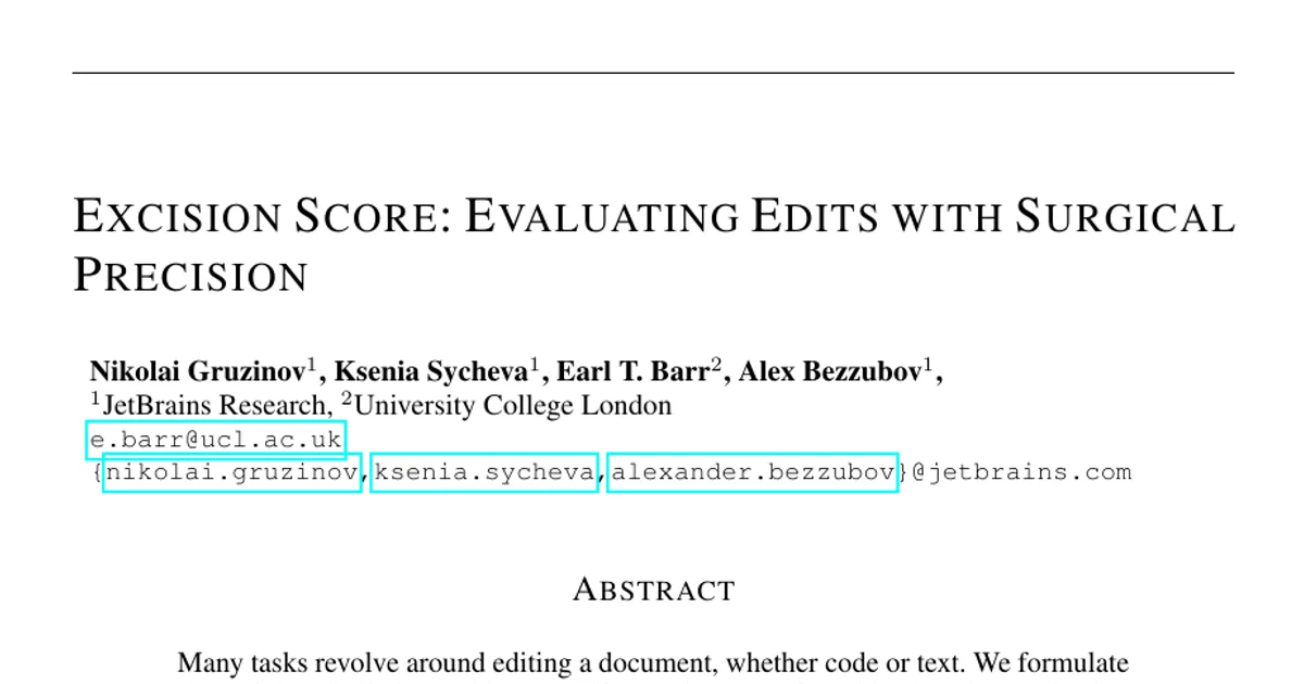 Excision Score: Evaluating Edits with Surgical Precision
