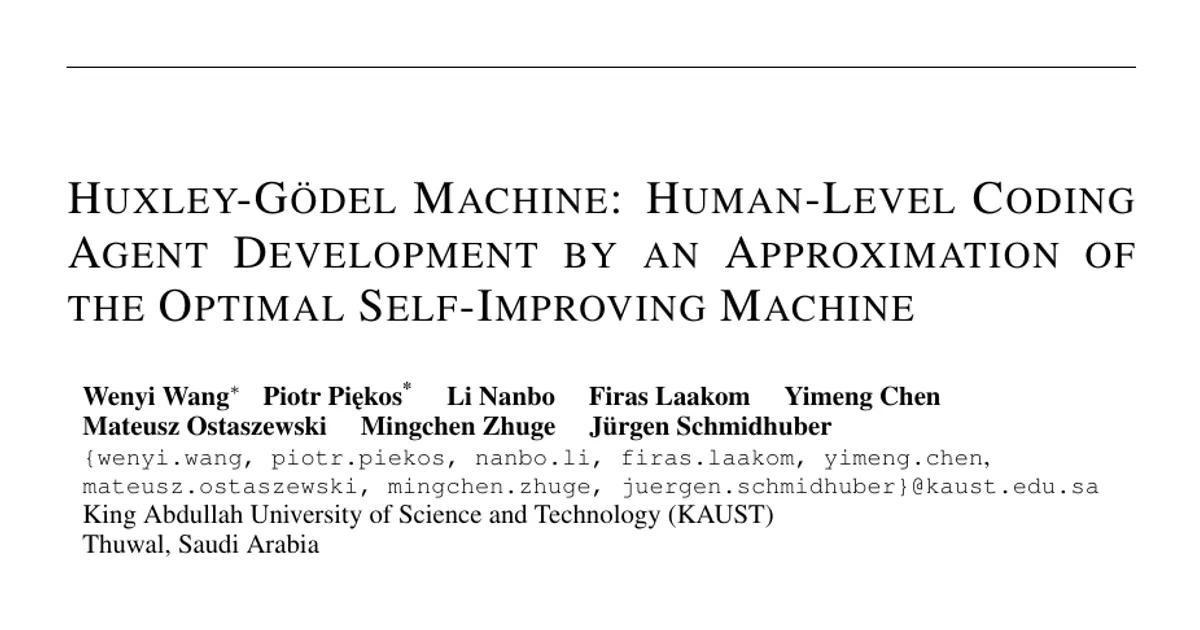 Huxley-Gödel Machine: Human-Level Coding Agent Development by an Approximation of the Optimal Self-Improving Machine
