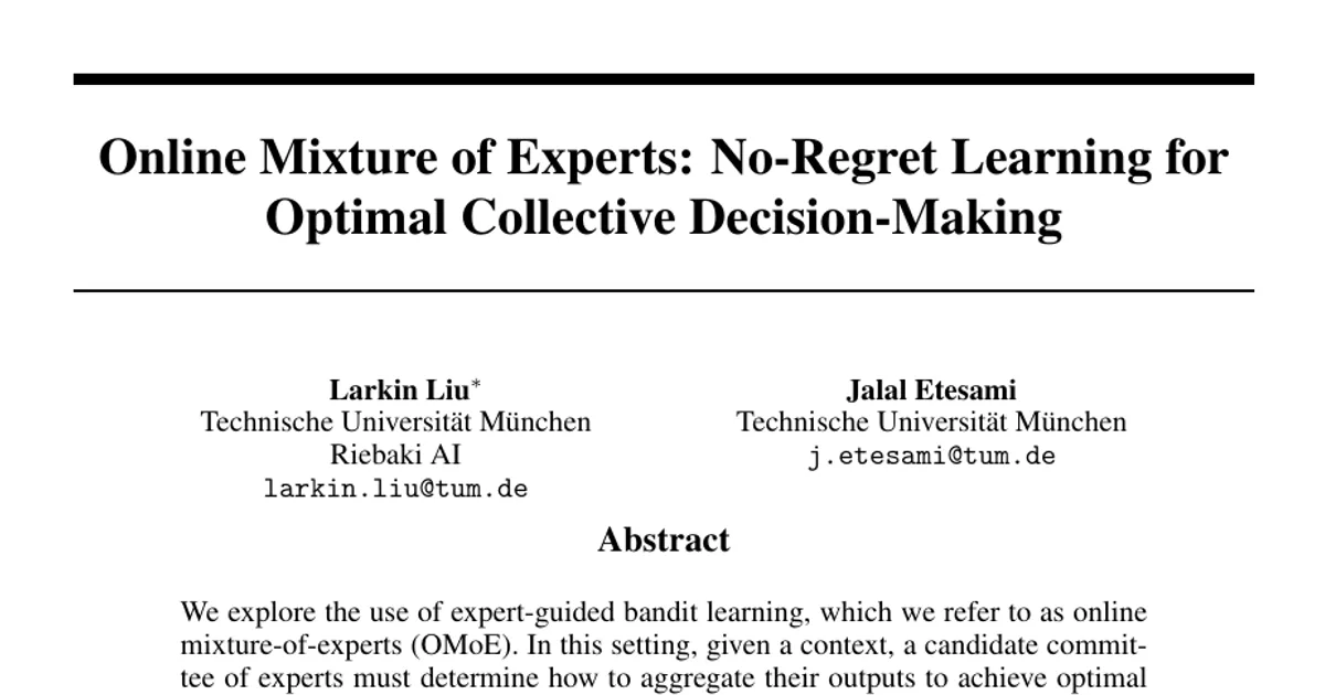 Online Mixture of Experts: No-Regret Learning for Optimal Collective Decision-Making