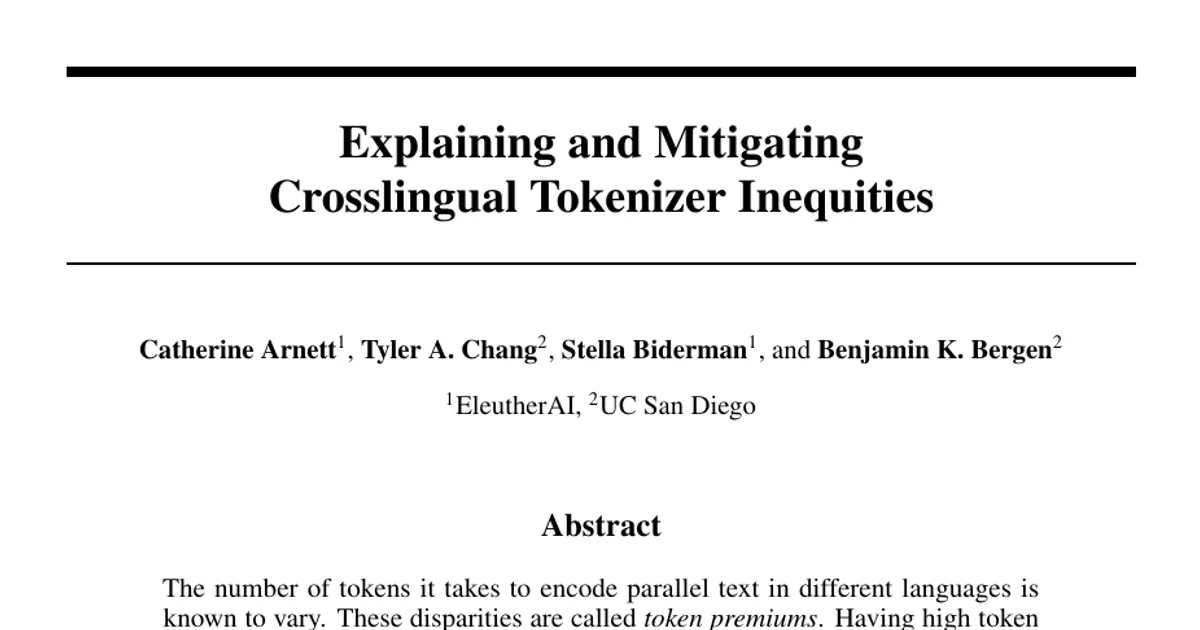 Explaining and Mitigating Crosslingual Tokenizer Inequities