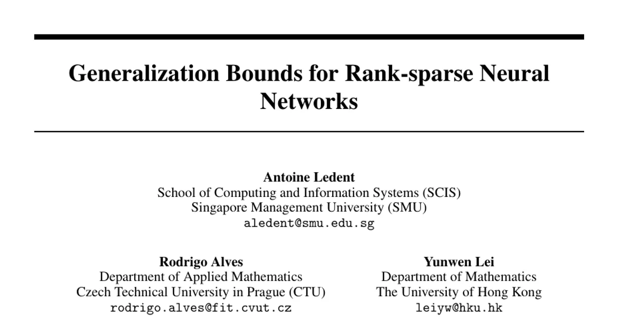 Generalization Bounds for Rank-sparse Neural Networks