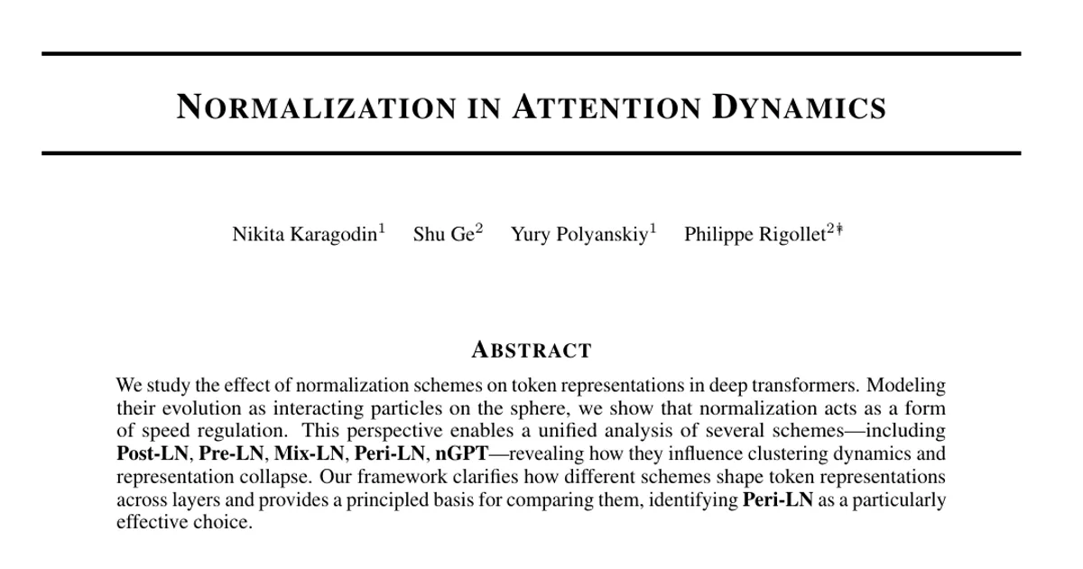 Normalization in Attention Dynamics