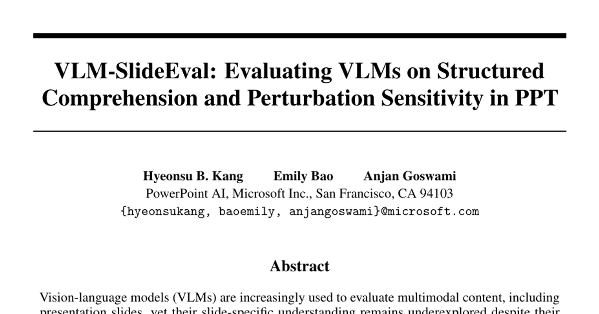 VLM-SlideEval: Evaluating VLMs on Structured Comprehension and Perturbation Sensitivity in PPT