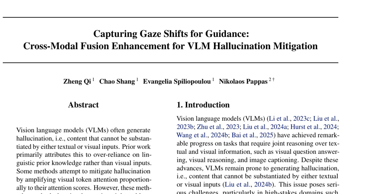 Capturing Gaze Shifts for Guidance: Cross-Modal Fusion Enhancement for VLM Hallucination Mitigation