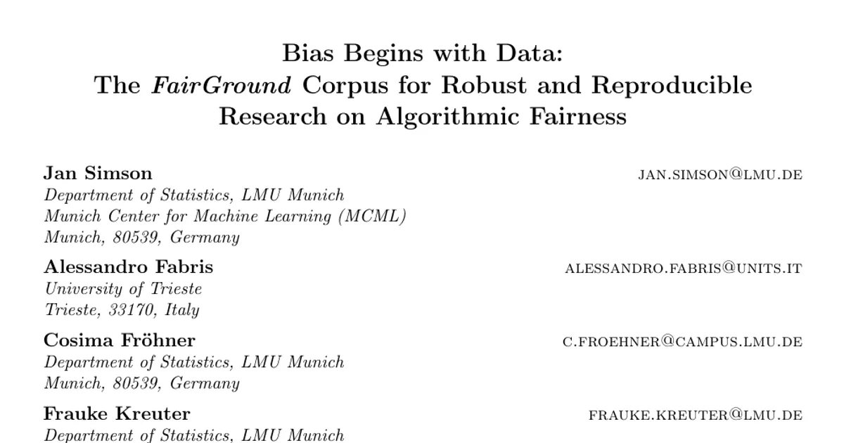 Bias Begins with Data: The FairGround Corpus for Robust and Reproducible Research on Algorithmic Fairness