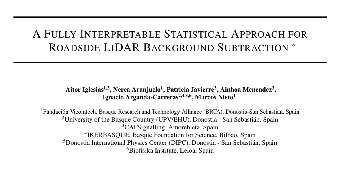 A Fully Interpretable Statistical Approach for Roadside LiDAR Background Subtraction