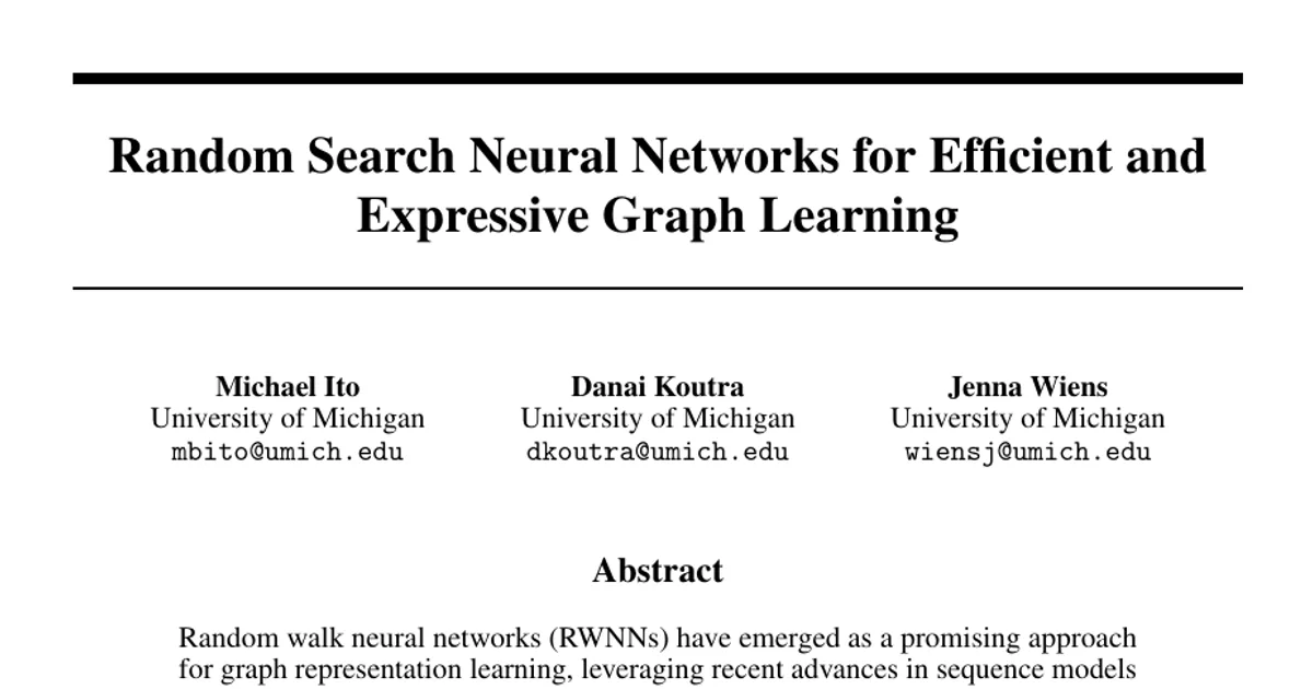 Random Search Neural Networks for Efficient and Expressive Graph Learning