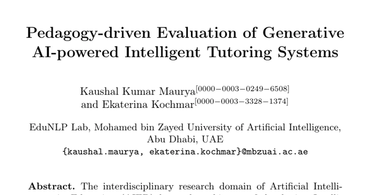 Pedagogy-driven Evaluation of Generative AI-powered Intelligent Tutoring Systems