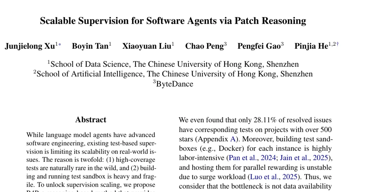 Scalable Supervision for Software Agents via Patch Reasoning