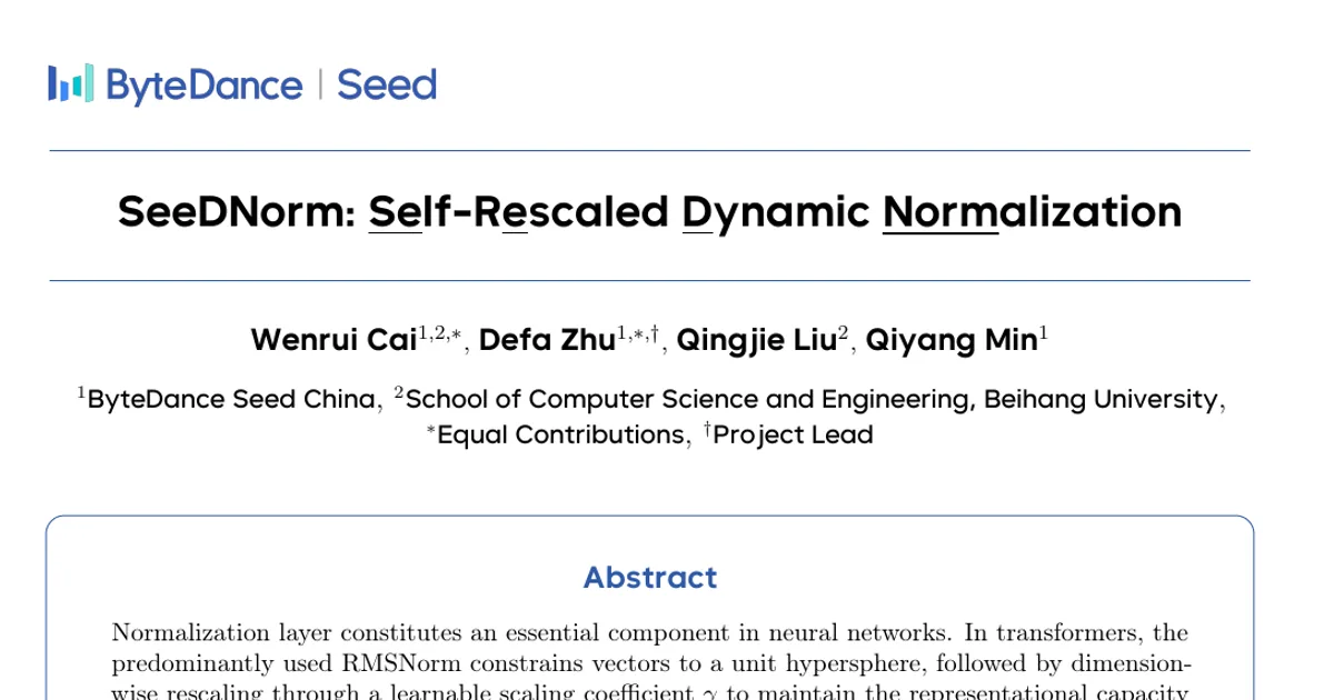 SeeDNorm: Self-Rescaled Dynamic Normalization