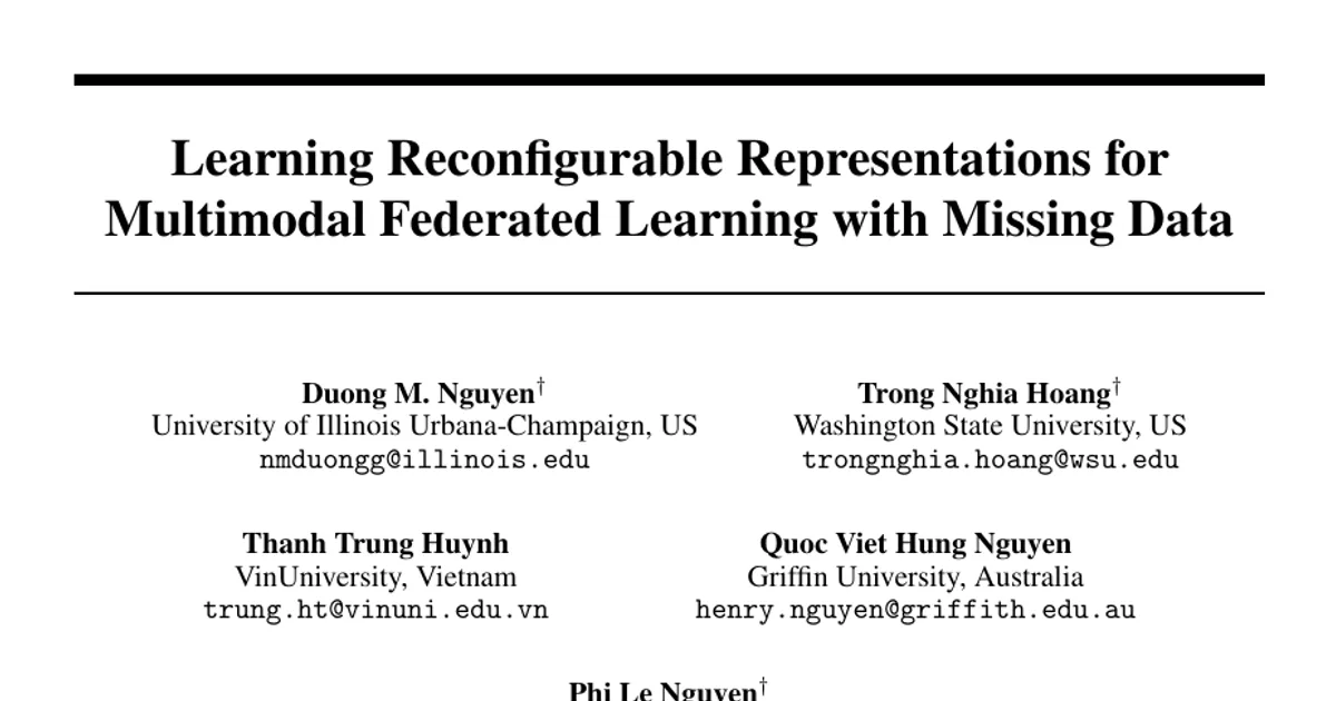 Learning Reconfigurable Representations for Multimodal Federated Learning with Missing Data