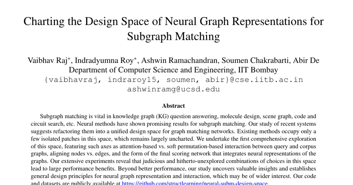 Charting the Design Space of Neural Graph Representations for Subgraph Matching