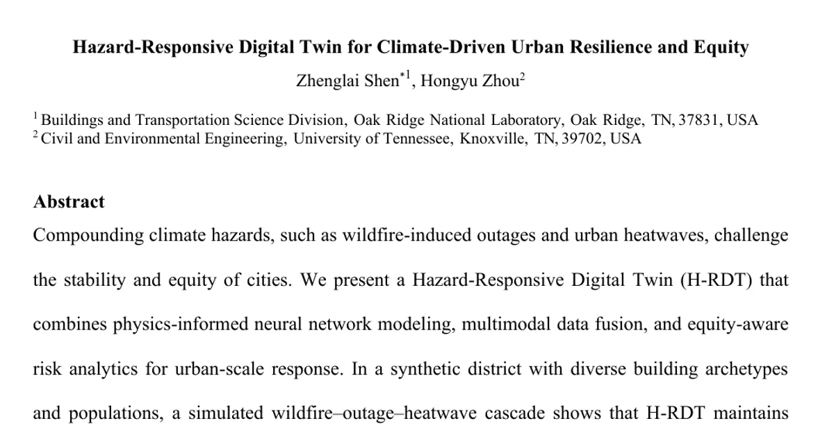Hazard-Responsive Digital Twin for Climate-Driven Urban Resilience and Equity