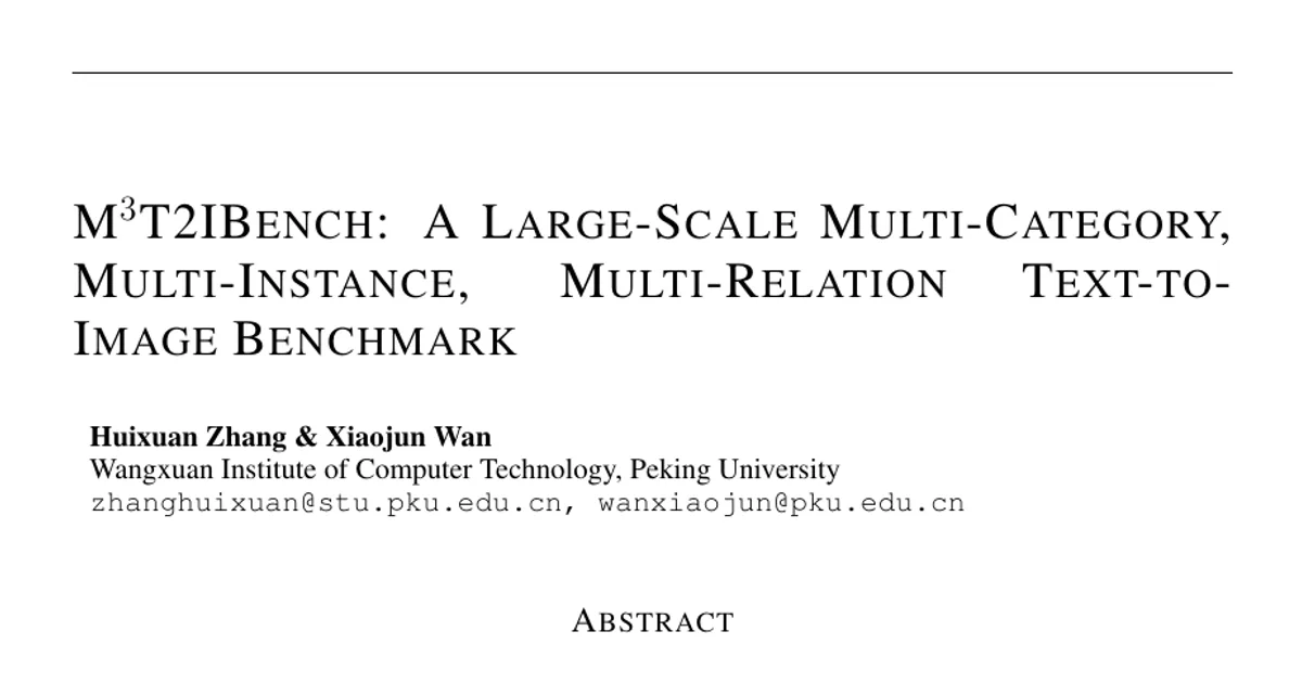 M$^{3}$T2IBench: A Large-Scale Multi-Category, Multi-Instance, Multi-Relation Text-to-Image Benchmark