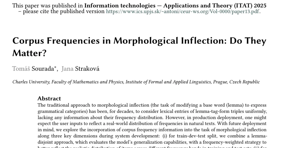 Corpus Frequencies in Morphological Inflection: Do They Matter?