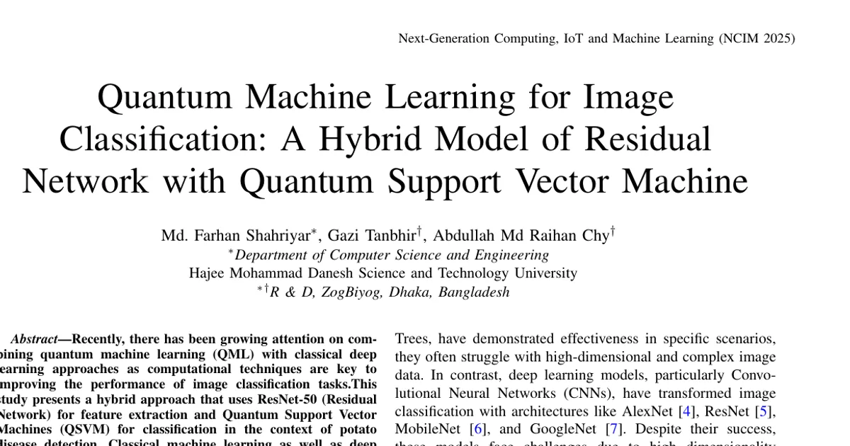 Quantum Machine Learning for Image Classification: A Hybrid Model of Residual Network with Quantum Support Vector Machine