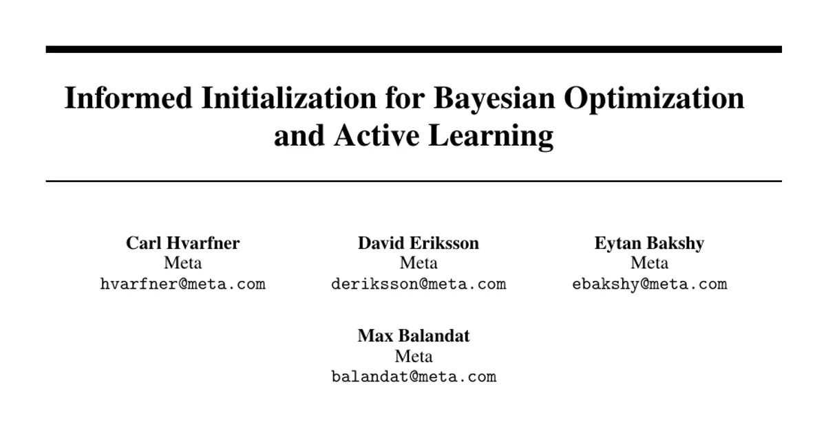 Informed Initialization for Bayesian Optimization and Active Learning