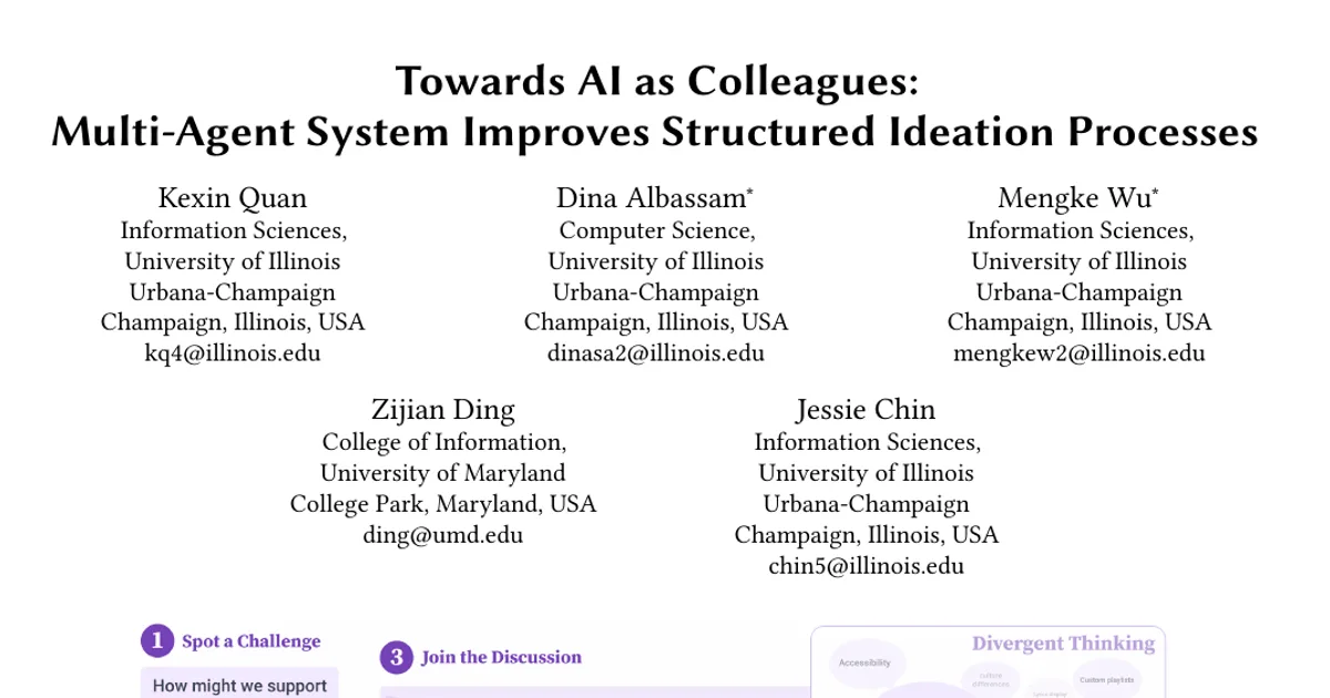 Towards AI as Colleagues: Multi-Agent System Improves Structured Ideation Processes