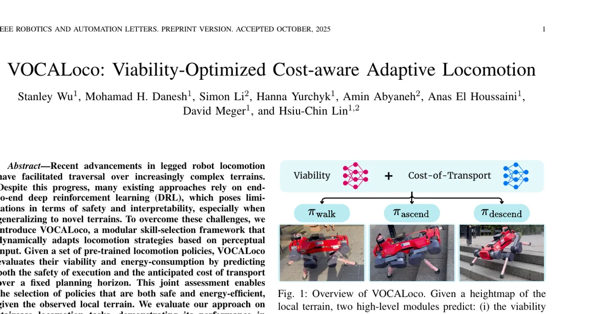 VOCALoco: Viability-Optimized Cost-aware Adaptive Locomotion