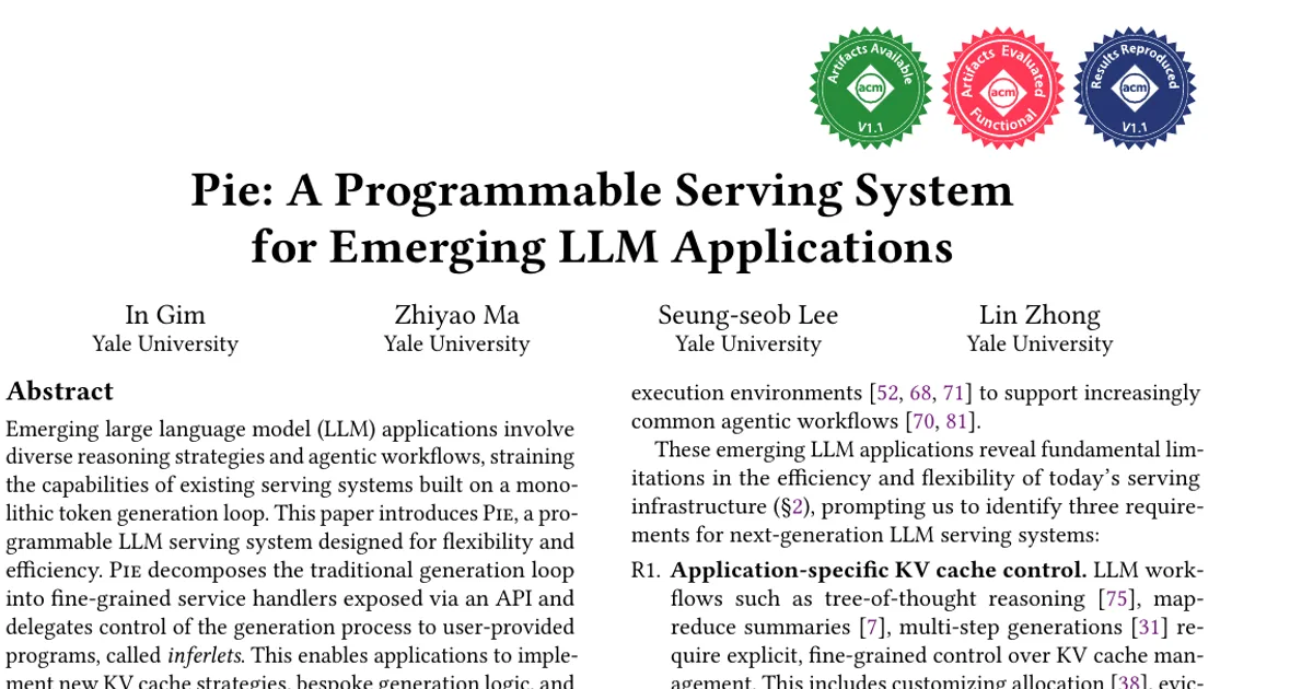 Pie: A Programmable Serving System for Emerging LLM Applications