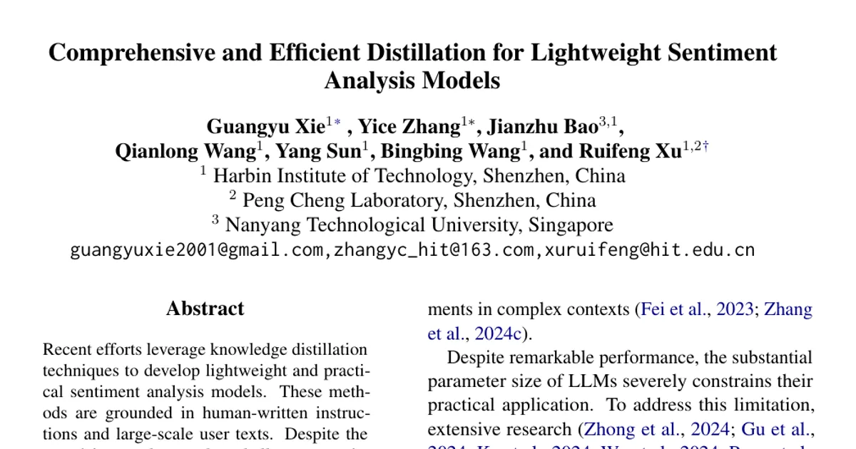 Comprehensive and Efficient Distillation for Lightweight Sentiment Analysis Models