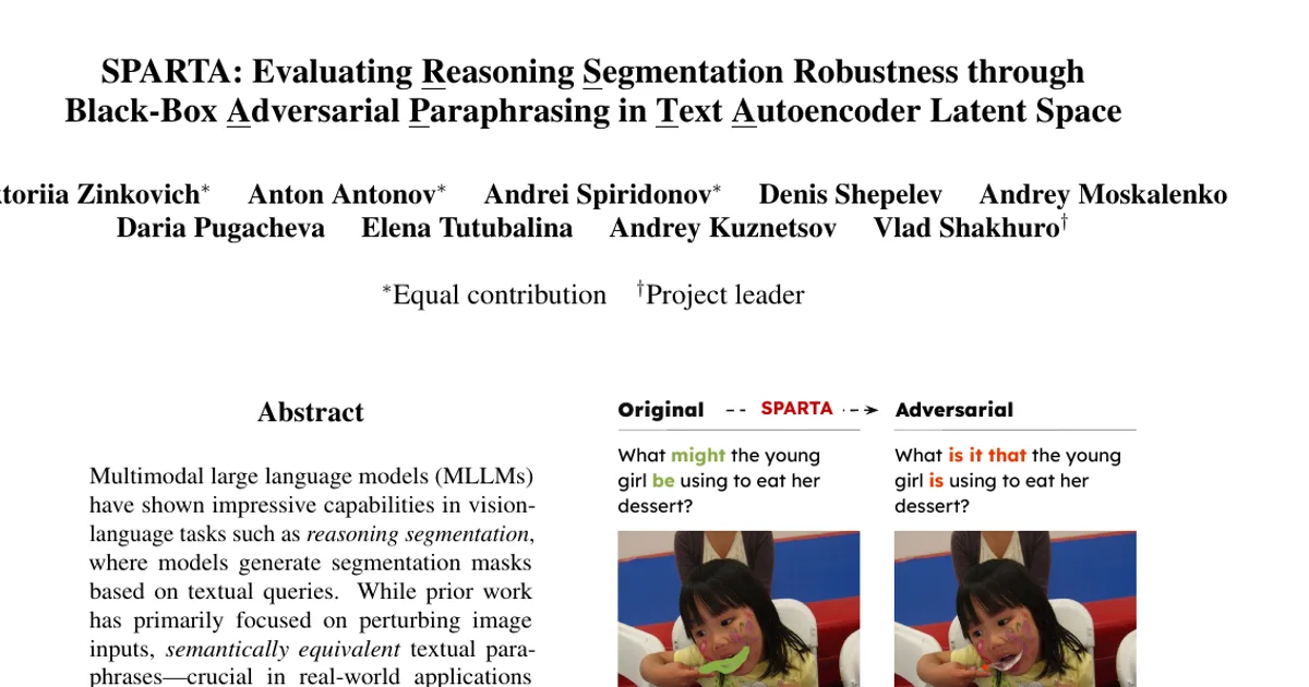 SPARTA: Evaluating Reasoning Segmentation Robustness through Black-Box Adversarial Paraphrasing in Text Autoencoder Latent Space