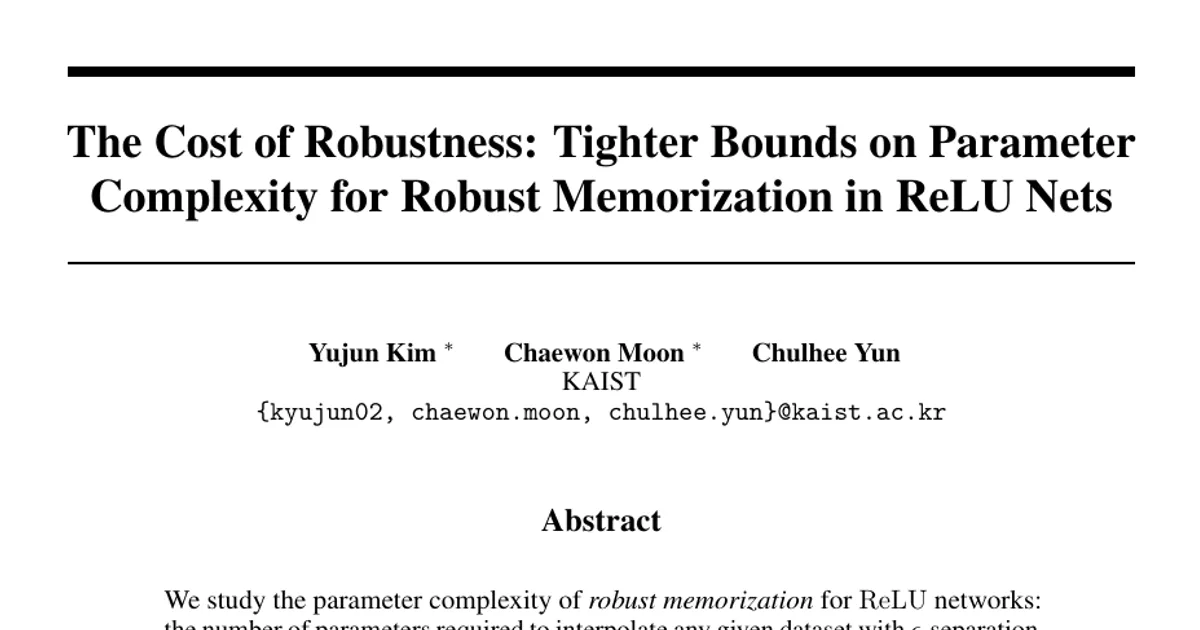 The Cost of Robustness: Tighter Bounds on Parameter Complexity for Robust Memorization in ReLU Nets