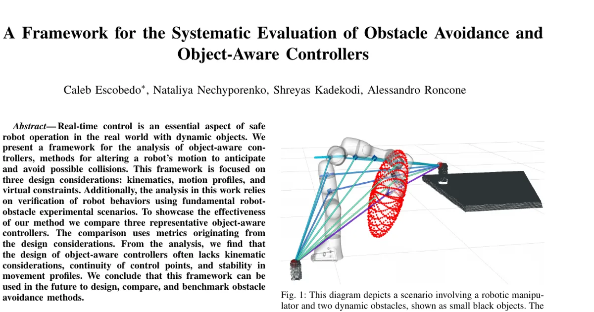 A Framework for the Systematic Evaluation of Obstacle Avoidance and Object-Aware Controllers