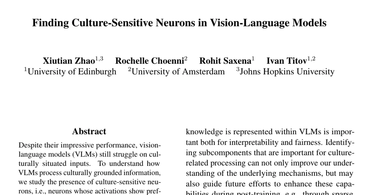 Finding Culture-Sensitive Neurons in Vision-Language Models